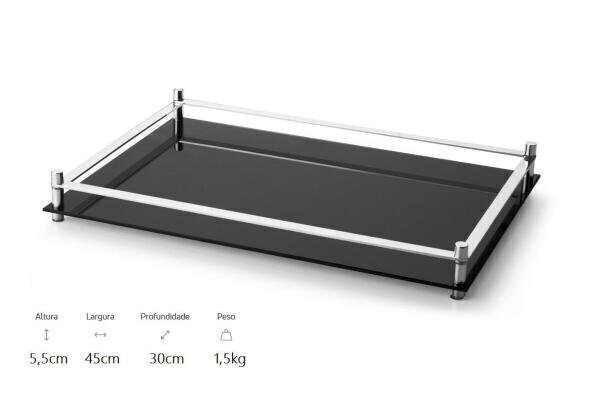 Aparador Preto Espelhado Decorativo De Vidro 45Cm Forma Inox - 4
