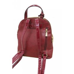 Mochila Poliuretano Chic Com Listras Chenson Bordô - 6