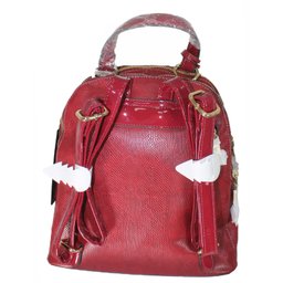Mochila Poliuretano Chic Com Listras Chenson Bordô - 4