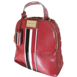 Mochila Poliuretano Chic Com Listras Chenson Bordô - 3