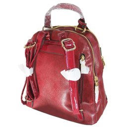 Mochila Poliuretano Chic Com Listras Chenson Bordô - 5