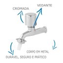 Ver imagem 4 de Torneira Tanque Jardim Oliveira 1130 1/2 X 3/4 C-40 Em Metal