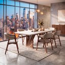 Ver imagem 4 de Mesa Jantar Base Madeira Maciça Retangular 180 cm 6 Lugares Tampo com Vidro Mesa Moderna Madeira