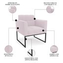 Ver imagem 3 de Namoradeira e 2 Poltronas Industrial Preto Ana Bouclé Rosê - Ibiza