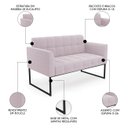 Ver imagem 5 de Namoradeira e 2 Poltronas Industrial Preto Ana Bouclé Rosê - Ibiza