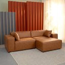 Ver imagem 1 de Conjunto Sofá 260cm e Puff 100cm Baobá CabeCasa MadeiraOriginals Cobre Courino Coffe