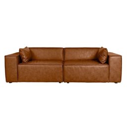Conjunto Sofá 260cm e Puff 100cm Baobá CabeCasa MadeiraOriginals Cobre Courino Coffe - 11 Conjunto Sofá 260cm e Puff 100cm Baobá CabeCasa MadeiraOriginals Cobre Courino Coffe - 11