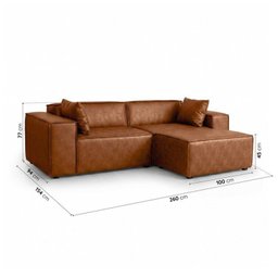 Conjunto Sofá 260cm e Puff 100cm Baobá CabeCasa MadeiraOriginals Cobre Courino Coffe - 3 Conjunto Sofá 260cm e Puff 100cm Baobá CabeCasa MadeiraOriginals Cobre Courino Coffe - 3