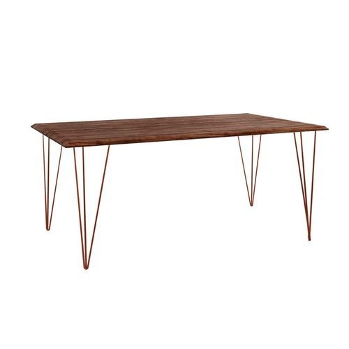 Conjunto De Mesa Eames Clips De Ferro Cobre Tampo Amêndoa 135x75 6 Cadeiras Cobre Assento Preto - 3