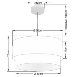 Lustre Duplo Cilíndrico Md-4351 50x40cm Branco Bivolt - 2