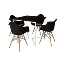 Ver imagem 6 de Mesa Jantar Industrial Quadrada 90Cm Preta Base V Ferro Branco Com 4 Poltronas Pretas M Cor: Preto