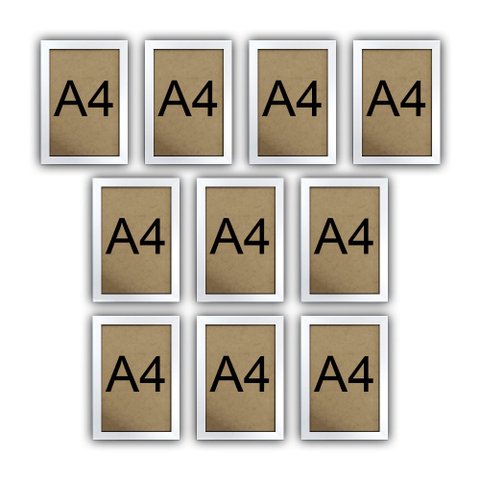 Kit 10 Molduras Quadro Certificado Diploma A4 Com Fundo MDF - Moldura Branca
