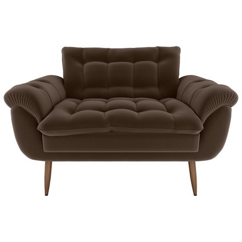 Poltrona Decorativa Xangai 2 Lugares Veludo Marrom - Matrix
