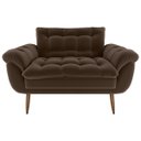 Ver imagem 1 de Poltrona Decorativa Xangai 2 Lugares Veludo Marrom - Matrix