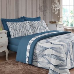 Edredom Duo Solteiro Tecebem Paz com Plush Flannel Liso Azul Escuro - 2