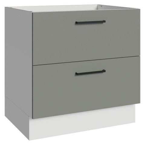 Balcão Agata 2 Gavetas MDP 80cm Branco e Cinza Madesa