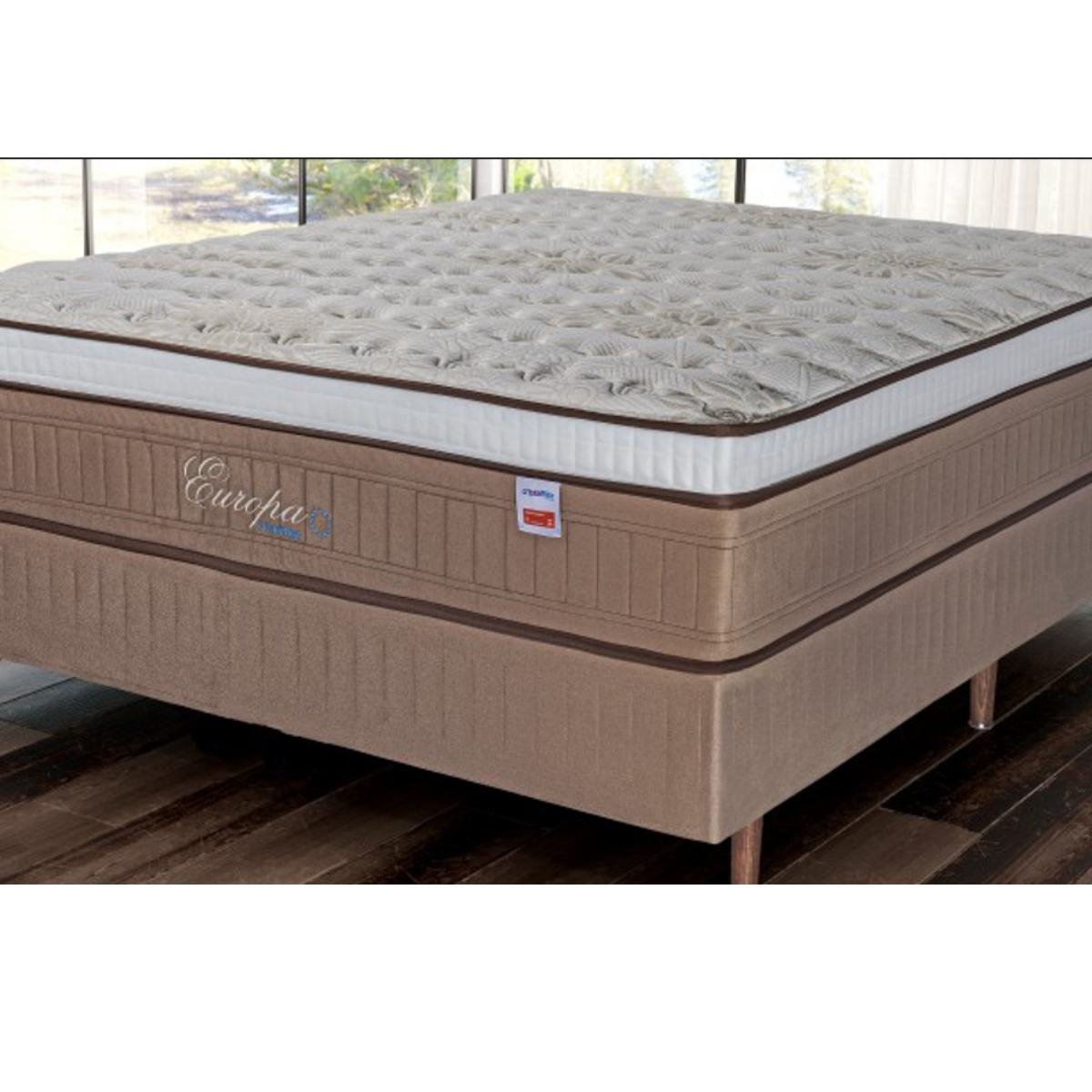 Conjunto Cama Box+ Colchão Casal Mola ENSACADA Europa 138x188x71cm ...