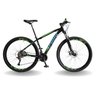 BICICLETA 29 PUMABIKE LINCE 27V STEEZ, FREIO MEC, K7, SUSP TRAVA, PRETO VERDE E AZUL, 17 - 1