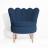 Poltrona Decorativa Dália com Puff Chloe Hairpin Legs Bronze Suede Azul Marinho - 3