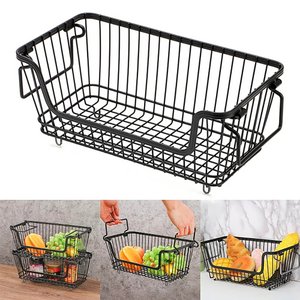 Cesto Aramado Multiuso Preto Fosco Empalhável Retangular