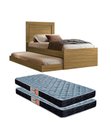 Ver imagem 1 de Bicama Solteiro Luara Nature de Mdf para Quarto com 2 Colchões 188x88 Incluso