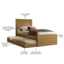 Ver imagem 5 de Bicama Solteiro Luara Nature de Mdf para Quarto com 2 Colchões 188x88 Incluso