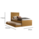 Ver imagem 2 de Bicama Solteiro Luara Nature de Mdf para Quarto com 2 Colchões 188x88 Incluso