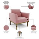 Ver imagem 3 de Poltrona Decorativa Base Madeira Castanho Maressa Suede Rosê - Ibiza