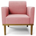 Ver imagem 7 de Poltrona Decorativa Base Madeira Castanho Maressa Suede Rosê - Ibiza
