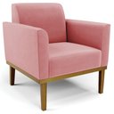 Ver imagem 1 de Poltrona Decorativa Base Madeira Castanho Maressa Suede Rosê - Ibiza