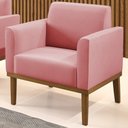 Ver imagem 2 de Poltrona Decorativa Base Madeira Castanho Maressa Suede Rosê - Ibiza