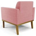 Ver imagem 5 de Poltrona Decorativa Base Madeira Castanho Maressa Suede Rosê - Ibiza