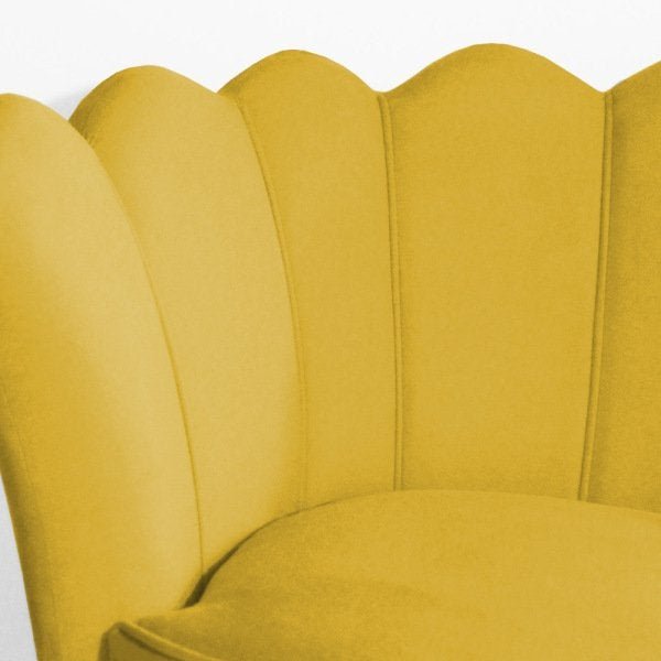Kit 2 Poltronas Dália com 2 Puff Chloe Pés Hairpin Legs Bronze Suede Amarelo - 5