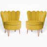 Kit 2 Poltronas Dália com 2 Puff Chloe Pés Hairpin Legs Bronze Suede Amarelo - 2