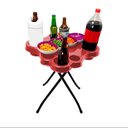 Ver imagem 1 de Mesa Petisqueira Dobrável para Copos e Garrafas Pés de Ferro Vermelho