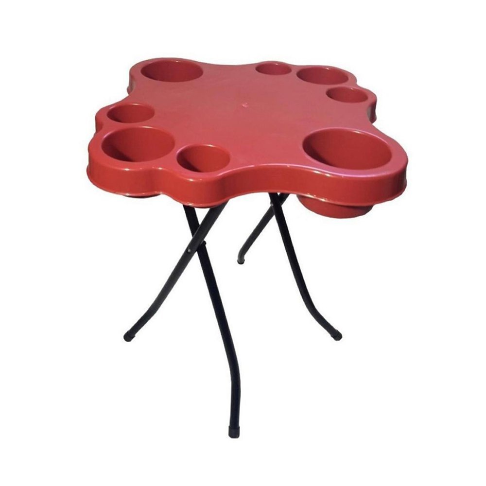 Mesa Petisqueira Dobrável para Copos e Garrafas Pés de Ferro Vermelho - 2