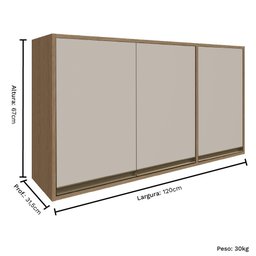Balcão Aéreo de Cozinha Modulada 03 Portas Vitória - 3