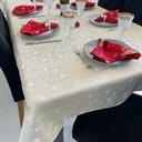 Ver imagem 3 de Toalha de Mesa Redonda em Jacquard Luxo Estrelas Branco e Dourado - 2,80m Sua Casa Decor