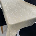 Ver imagem 2 de Toalha de Mesa Redonda em Jacquard Luxo Estrelas Branco e Dourado - 2,80m Sua Casa Decor