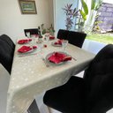 Ver imagem 5 de Toalha de Mesa Redonda em Jacquard Luxo Estrelas Branco e Dourado - 2,80m Sua Casa Decor