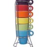 Jogo de Xícaras Café Chá Coloridas com Suporte Kit 6 Canecas - 1