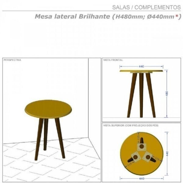 Conjunto Mesa de Centro, Mesa Lateral e Mesa de Apoio Vintage  - 6