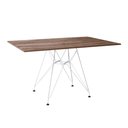 Ver imagem 1 de Mesa Eiffel Retangular 120x75 Tampo De Madeira Amendôa Com Base De Ferro Branco