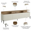 Ver imagem 5 de Rack Sala com Painel para Tv 75 Pol 4 Portas Brise 220cm Pés Preto Clio I03 Louro Luna - Lyam