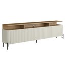 Ver imagem 3 de Rack Sala com Painel para Tv 75 Pol 4 Portas Brise 220cm Pés Preto Clio I03 Louro Luna - Lyam