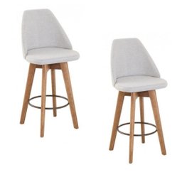 Kit 2 Banquetas Gourmet Giratória Maya-Tecido Linho bege claro - 1