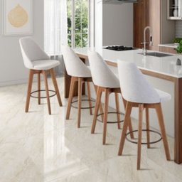 Kit 2 Banquetas Gourmet Giratória Maya-Tecido Linho bege claro - 3