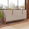 Aparador Buffet Sala Lizz 170cm Com Pés De Madeira Maciça - Off-white/cedro - 1