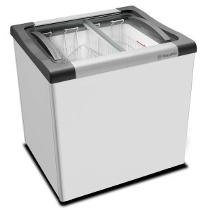 KIT - Freezer Horizontal Tampa de Vidro 144 litros Nf20 - Metalfrio 127v + 4 Cestos Nextgen Branco
