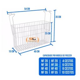 KIT - Freezer Horizontal Tampa de Vidro 144 litros Nf20 - Metalfrio 127v + 4 Cestos Nextgen Branco - 10